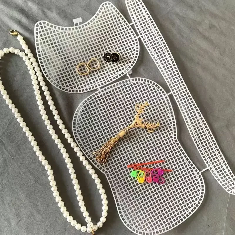 Craft supplies Weaving Plastic Mesh Kit With Metal Chain Buckle DIY Bag Accessories Weaving Tools Easy Knit Helper