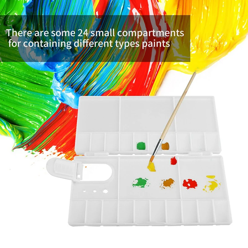 아크릴 수채화 페인트 팔레트 플라스틱 플립 뚜껑 학생 예술가를위한 휴대용 소형 페인트 상자 미술 용품