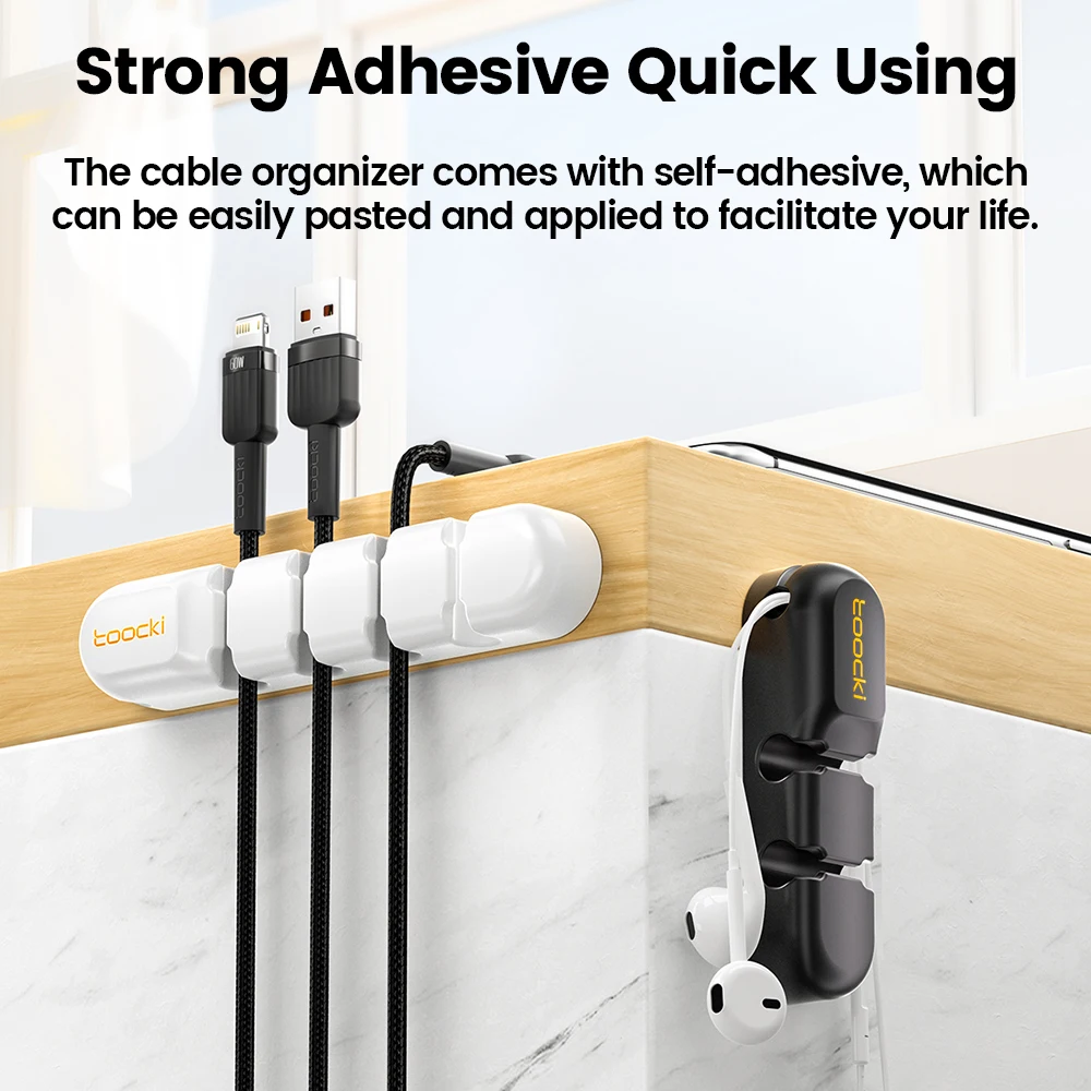 Toocki Cable Organizer Silicone USB Cable Winder Flexible Management Clips For Mouse Headphone Earphone Holder 2PCS cable organizer