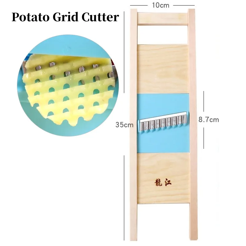 Vegetable Slicer French Fry Cutter Potato Cutter Grid Solid Wood