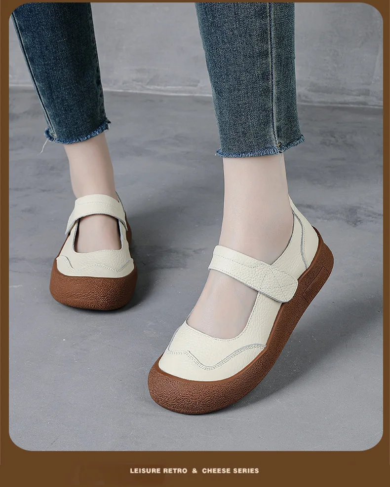 Neue flache Schuhe aus Rindsleder für Damen, bequeme Mary Janes Flats, luxuriöse Marken-Loafer für Damen, hochwertige Drive-Mokassins – Detail 13