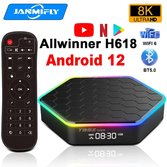 T95Z plus Smart TV Box Android 12 8K Ultra HD Media Player WiFi6 BT 5.0 Allwinner H618 Multilanguage Set Top Box Supports Google