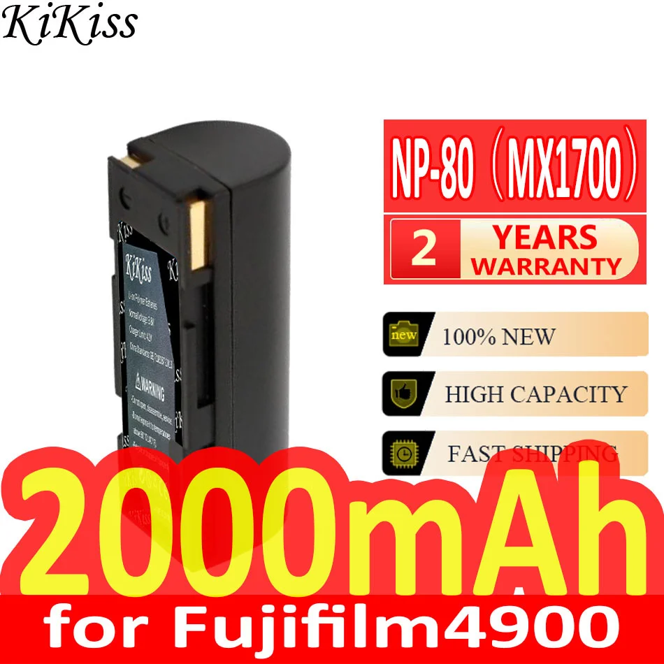 

2000mAh KiKiss Powerful Battery NP-80 (MX1700) for Fujifilm Fuji FinePix 4900 4800 for Zoom MX-1700 MX-2700 MX-2900 MX-4800 R-D1