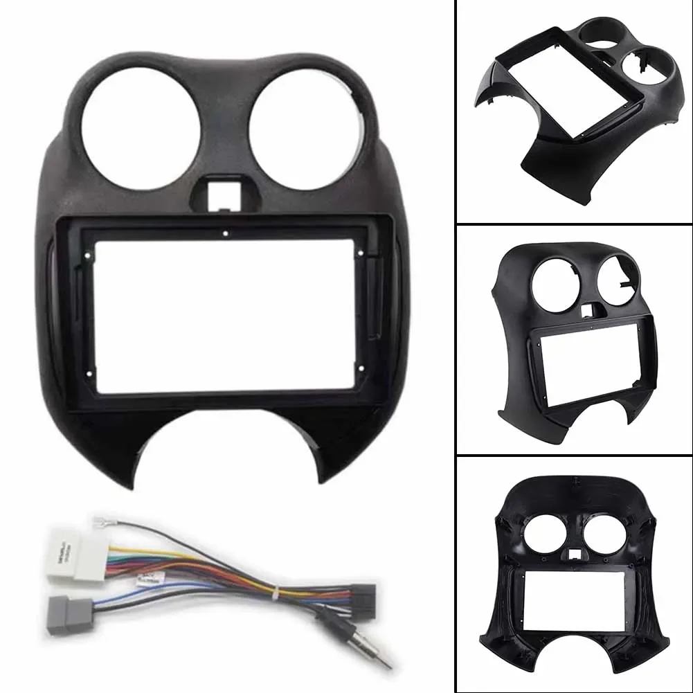 1pc Car Radio Fascia For Nissan Micra March K13 2010-2013 Dashboard Panel Frame Replacement Kit Black ABS Interior Parts