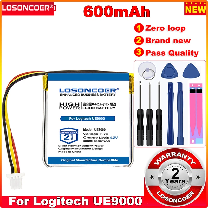 

LOSONCOER 0 Cycle 100% New 600mAh Battery 75.211561 for Logitech UE9000 Rechargeable Wireless Headset