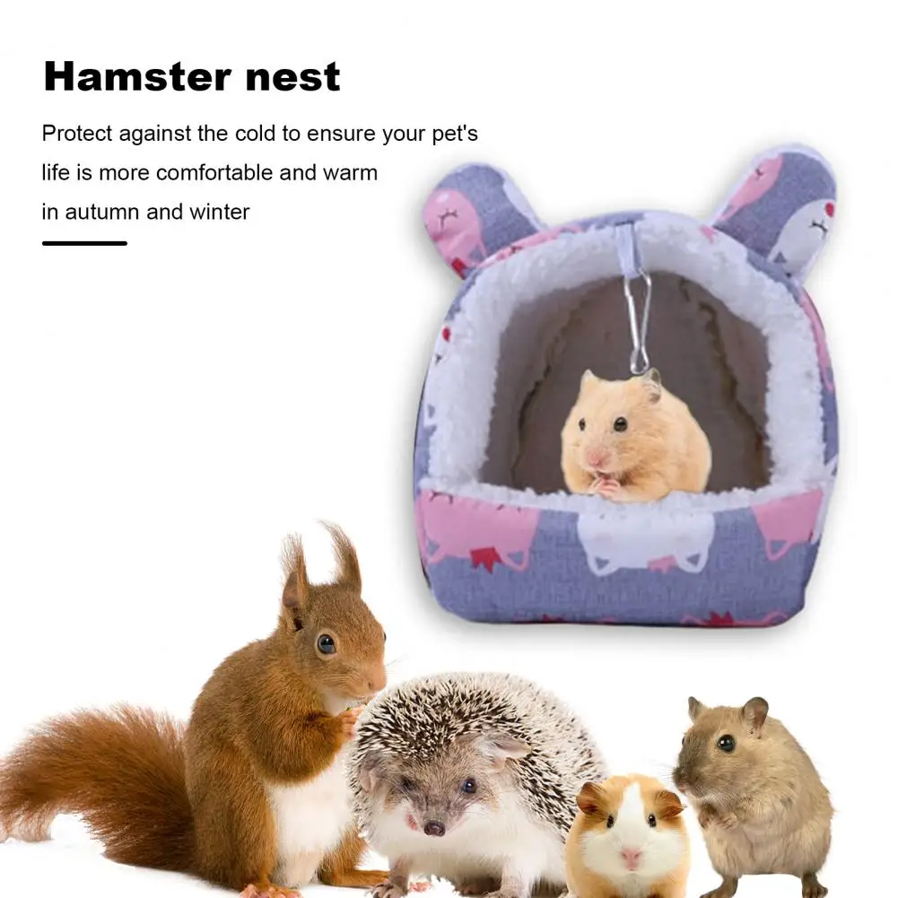 

Cute Colorful Hamster Nest Cozy Hamster Nest Cartoon Printed Hanging Hook Bed for Weather Flowers Branch Mouse Guinea Pig Honey