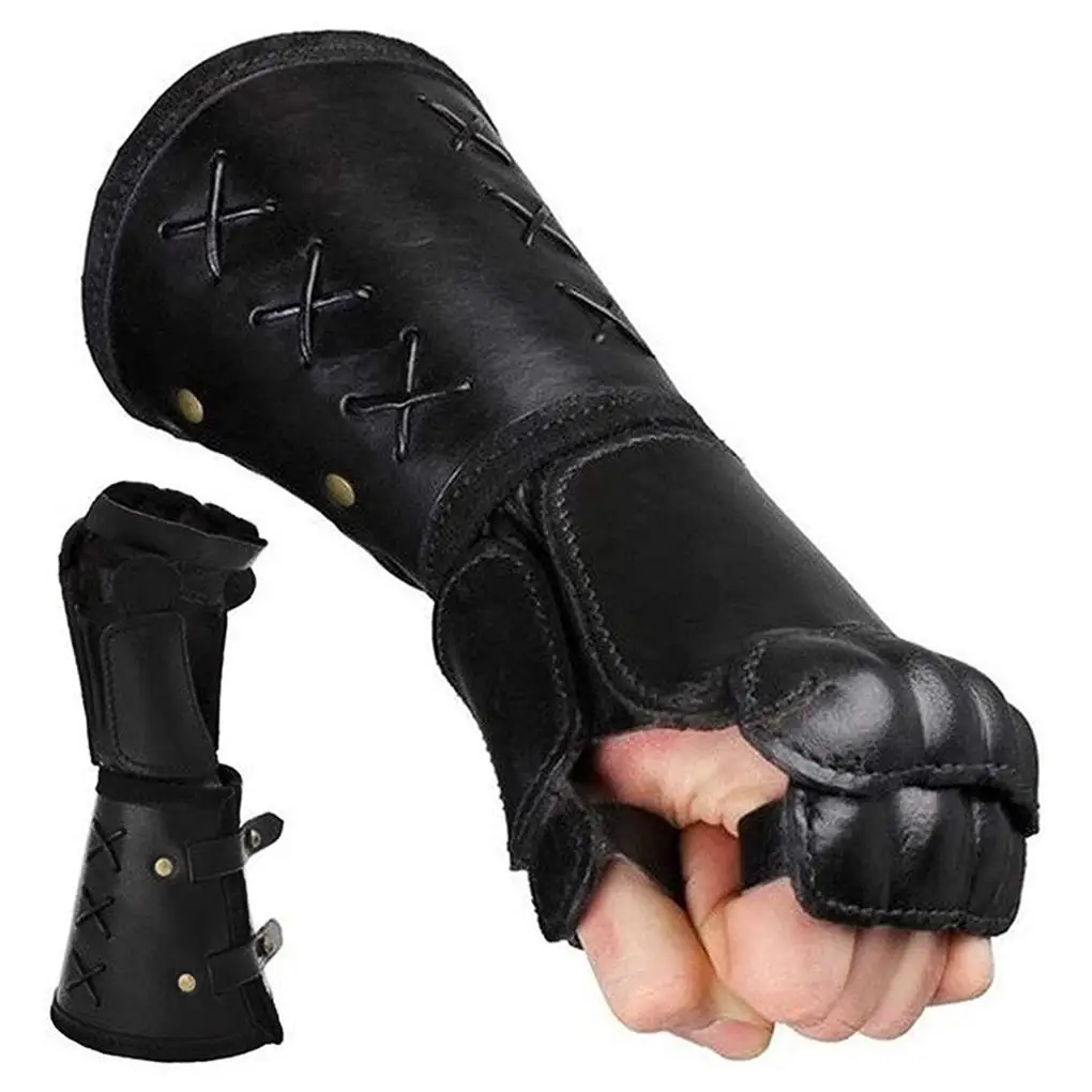 

1 Pair Arm Straps Hand Guards Vintage Style Costume Bracer Arms Protector Firmness Boxing Equipment Multipurpose Black