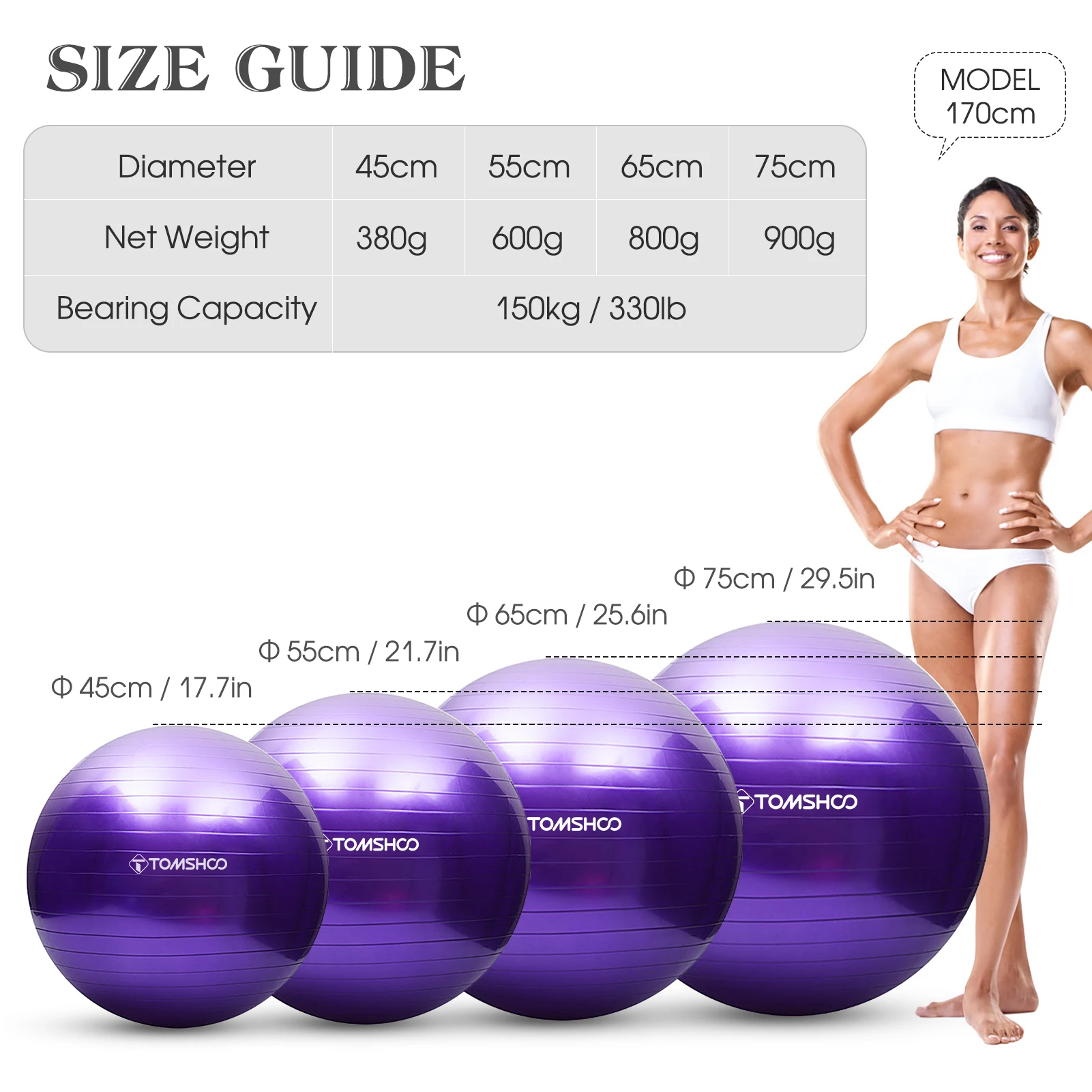 PVC Fitness Balls Yoga Ball Thickened Explosion-proof Exercise Home Gym Pilates Equipment Balance Ball 45cm/55cm/65cm/75cm yoga ball