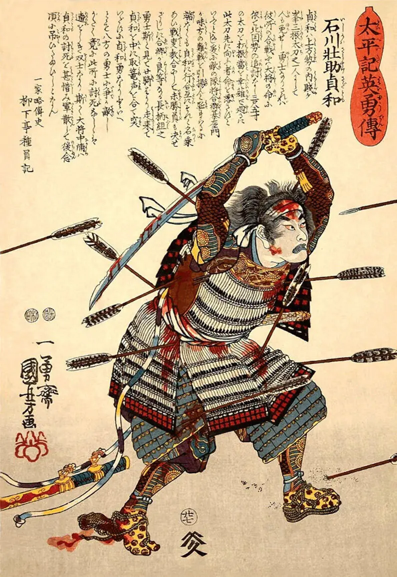 

Винтажный Японский японский художественный принт Kuniyoshi samurai Шелковый постер домашний Настенный декор