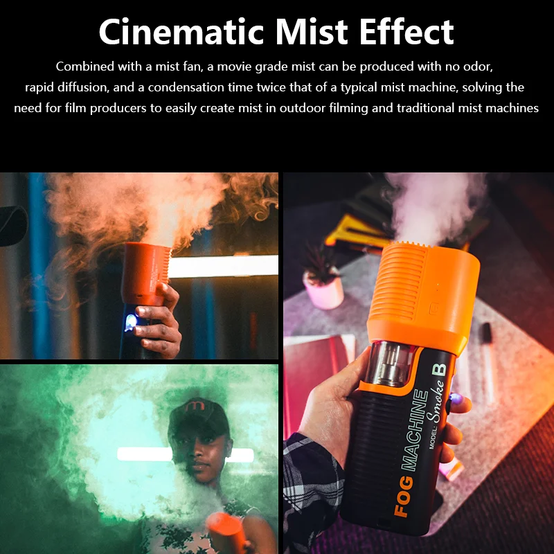 LENSGO Smoke B 휴대용 핸드 헬드 안개 기계, 스튜디오 쇼트 비디오 촬영, 무대 공연 분위기, 드라이 아이스 연기 효과, 40W