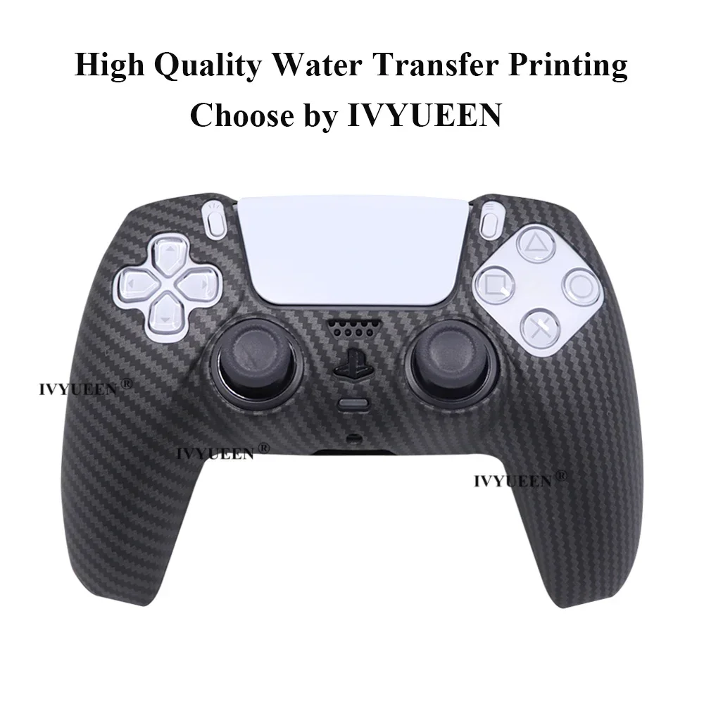 Wateroverdracht Print Beschermende Siliconen Hoes Voor Sony Playstation 5 Ps5 Controller Rubber Cover Joysticks Thumb Grips Caps