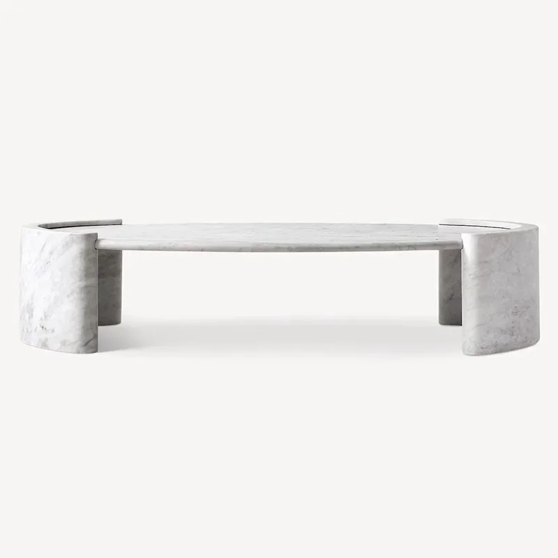 145x81x38CM/175x92x38CM Ellipse Marble Coffee Table Living Room Natural Marble Stone Travertine Cardin Oval Tables Furture