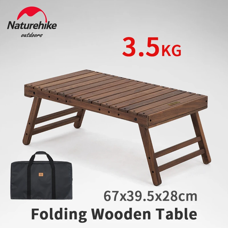 

Naturehike 3.5kg Folding Table Solid Wood Camping Portable Picnic Table Travel Park Garden BBQ Give Storage Bag 67x39.5x2.8cm