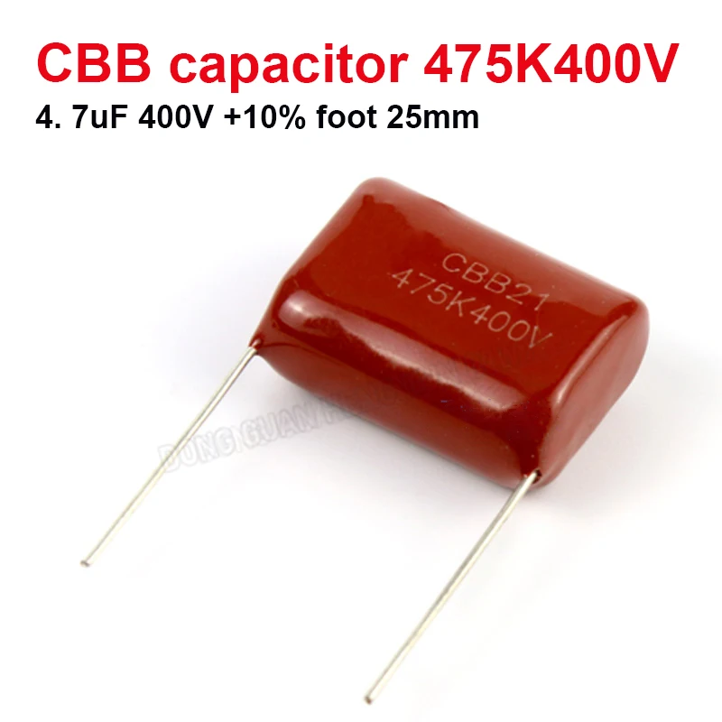 

2 PCS 400V 4.7uF 475K/J Pitch 25mm CBB Capacitor Can Replace 63V/100V/250V Polypropylene Film Capacitor (CBB)
