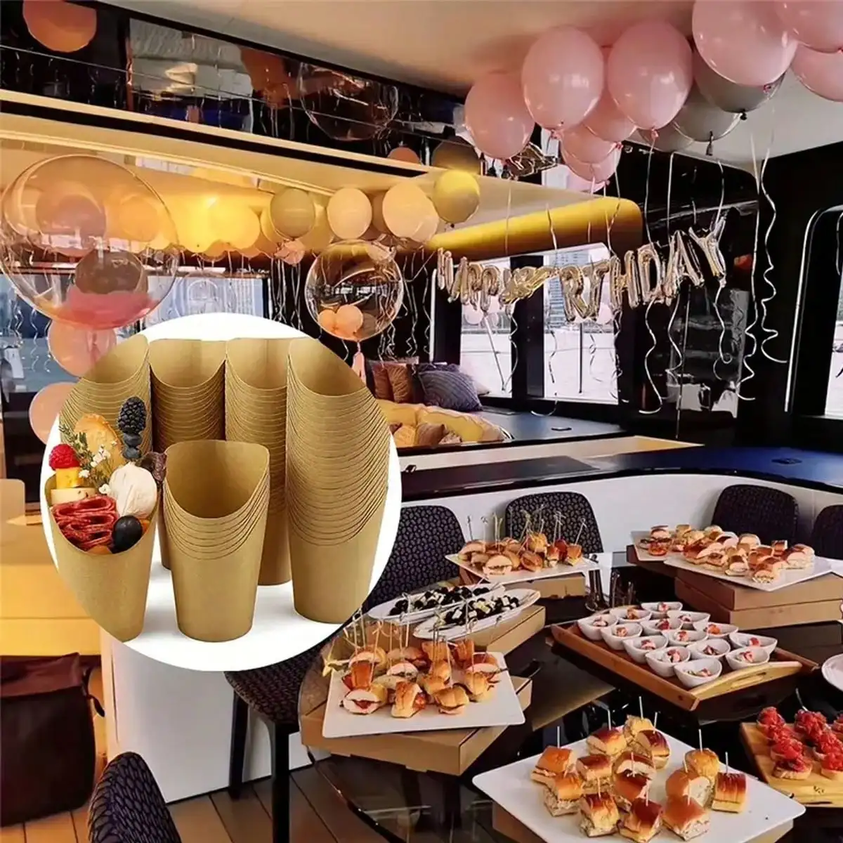 다목적 일회용 종이 컵 세트, 크래프트 경사 칩 종이 컵, Lce 크림 컵, 구운 프렌치 프라이에 적합, 50 