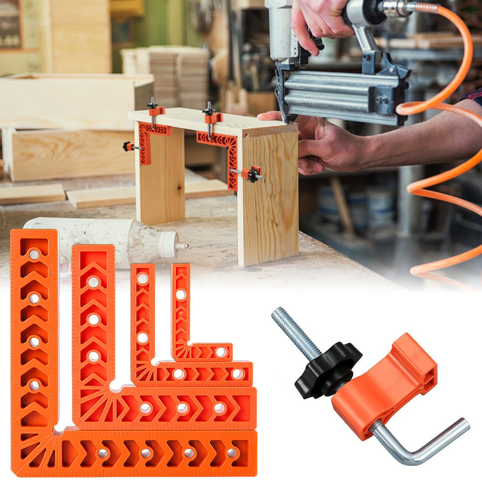 1/3pcs Woodowrking 90 Degree Positioning Square 3/4/6/8inch Right Angle Clamp Reusable Plastic L Fixing Clamp Corner