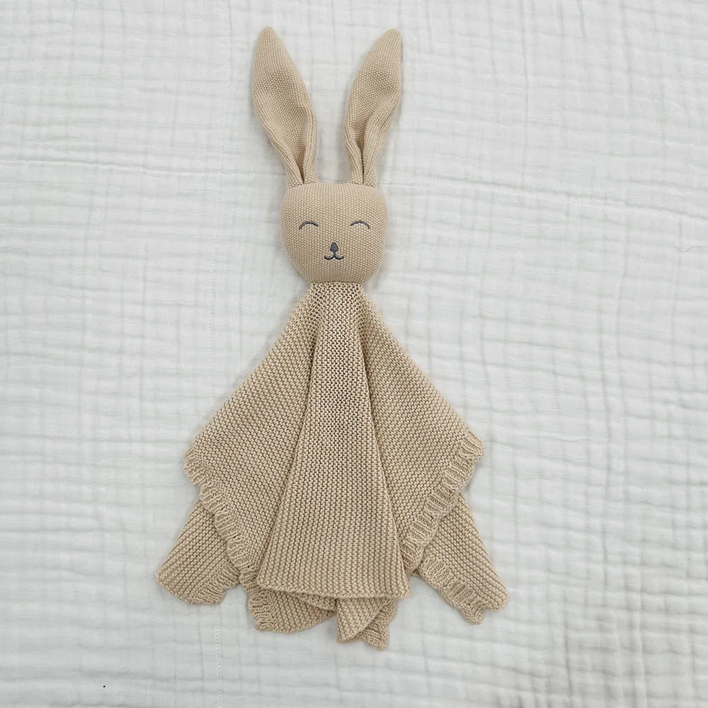 Cute Rabbit Knitting Baby Comfort Towel Comforter Blanket Soft Newborn Sleeping Dolls Kids Sleep Toy Soothe Appease Towel 5