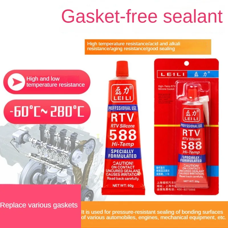 Vedador da Prova do Escape do Motor do Silicone Gaxeta Livra de Alta Temperatura Borracha Vermelha Rtv588 100g o