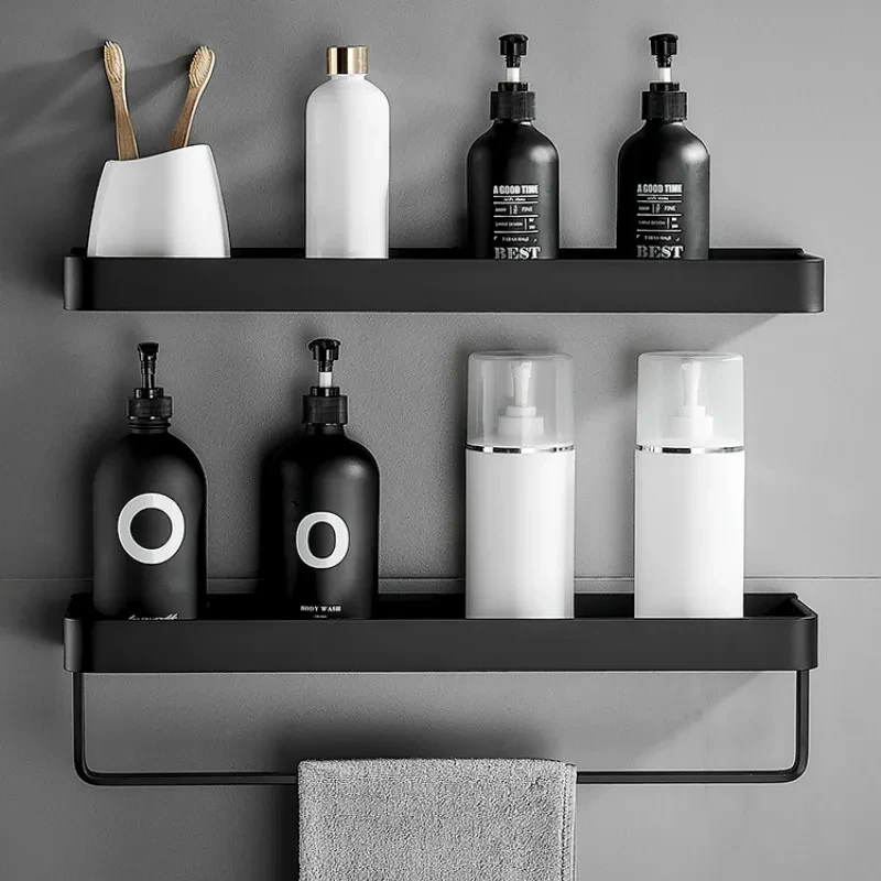 Bathroom Shelf Wall Shelves Shelf Aluminum Black Bathroom Corner Wall Mounted Black Aluminum Kitchen Storage Holder