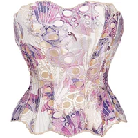 Lace double-layer corset palace style ins-inspired print body-shaping garment multi-colored sexy slim-fitting