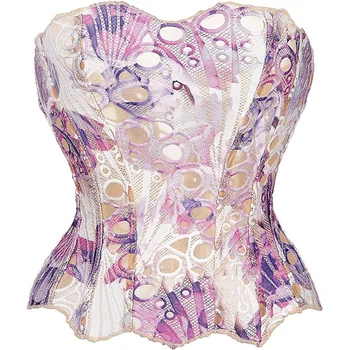 Lace double-layer corset palace style ins-inspired print body-shaping garment multi-colored sexy slim-fitting 1