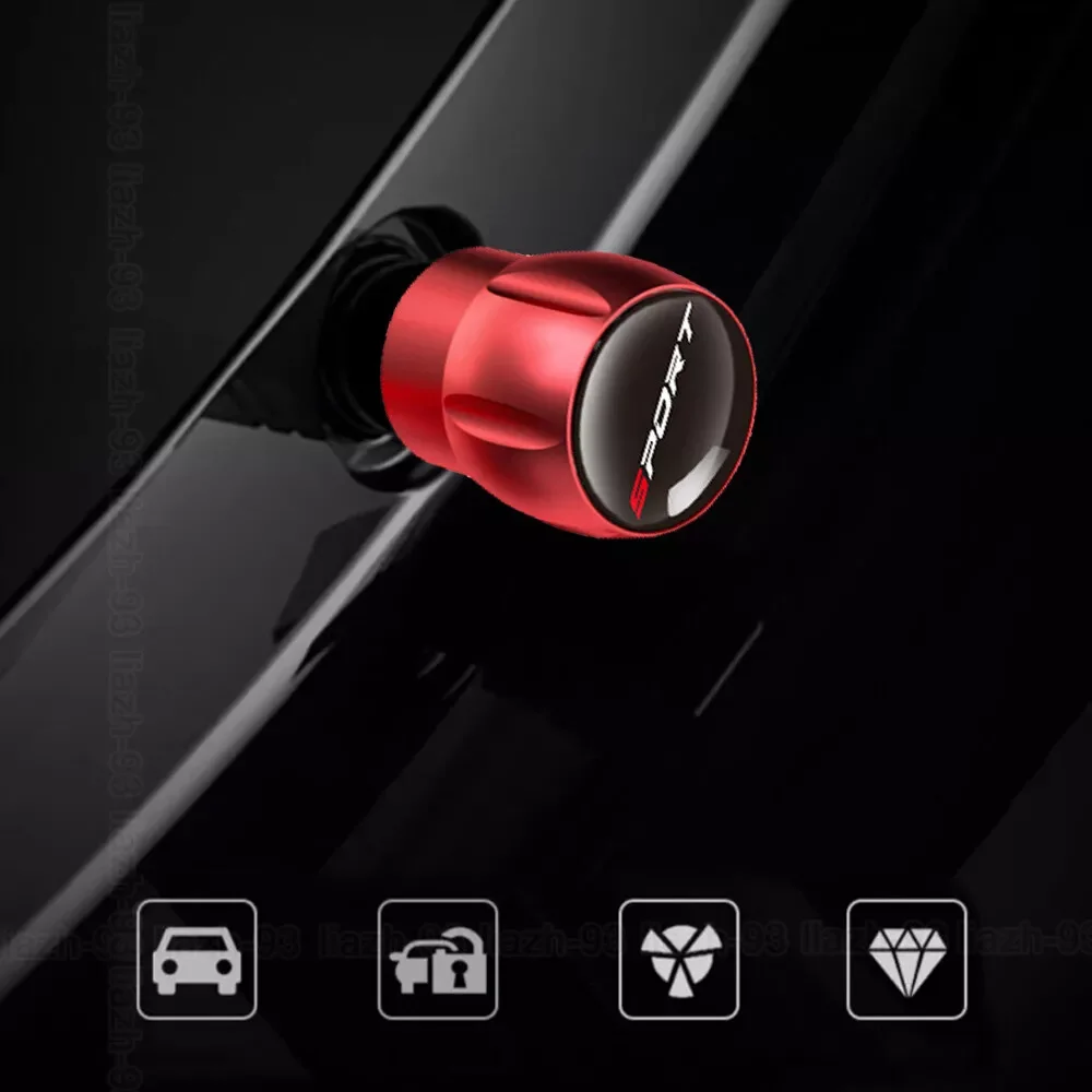 4pcs Metal Car Black Aluminium Metal Alloy Tire Rim Valve Air Port Dust Cover Stems Caps Tire Valve Universal Car Accessories