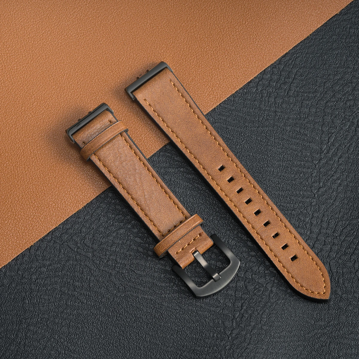 Premium Leather Strap Replacement Wristband for Smartwatch Fitness Trackers