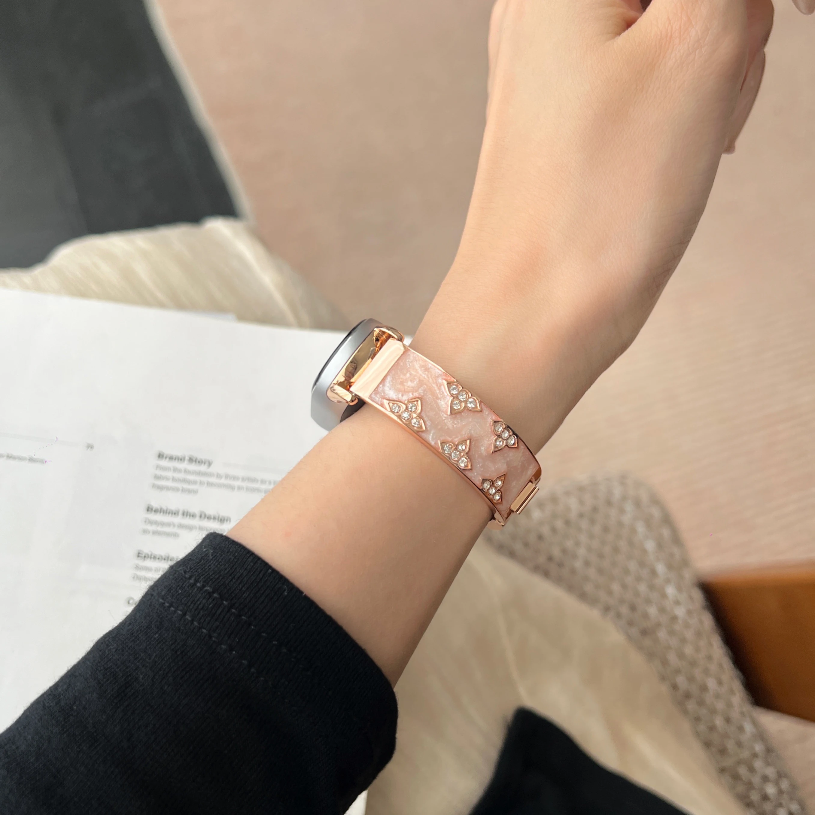 Noble Diamond-Encrusted Metal Strap