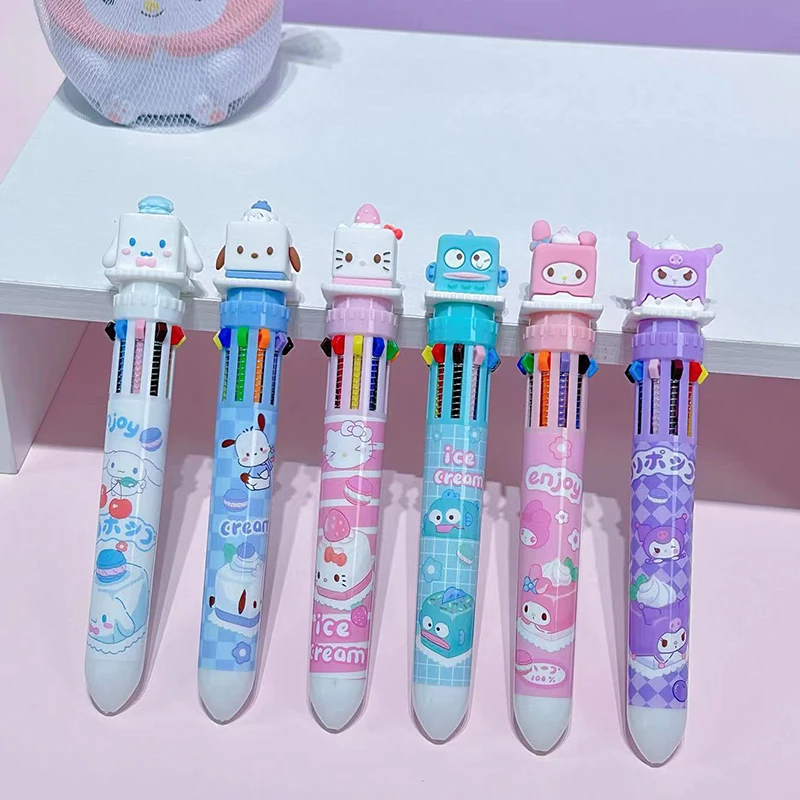 

36pc/box Sanrio Series Cute Cartoon Ten Color Pen Account Diy Ice Block Ballpoint Pen Student Office Stationery School Prize