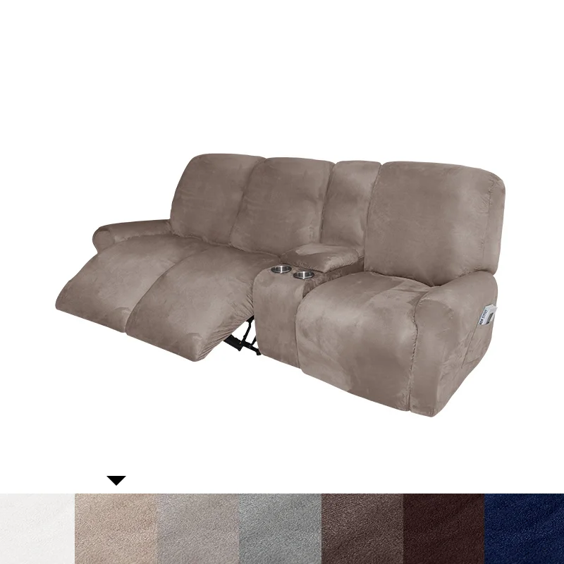 2 3 Seater Suede Recliner Sofa Cover With Cup Holder Style Lounger