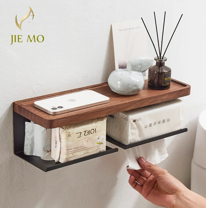 

Деревянная коробка для туалетной бумаги, держатель туалетной бумаги из орехового дерева, двойной держатель рулона бумаги, креативный держатель для туалетной бумаги