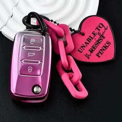 Premium Leather Car Key Case with Keychain (Rose set1)