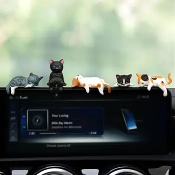 Accessori per Interni Auto a Tema Gatto, Set di 5 Decorazioni Carine per Cruscotto e Specchietto Retrovisore per Donne e Ragazze