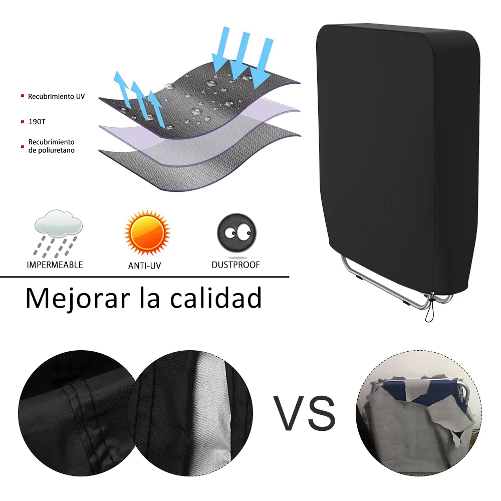 Outdoor Folding Chair Cover - Dustproof, UV Protective & Waterproof - Black, 93x82cm
