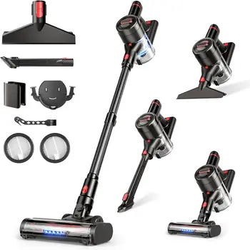 Powerful Cordless Vacuum Cleaner, 450W/40Kpa Suction, 50Min Runtime, Anti-Tangle & 1L Dust Cup for Home Floors and Pet Hair 1