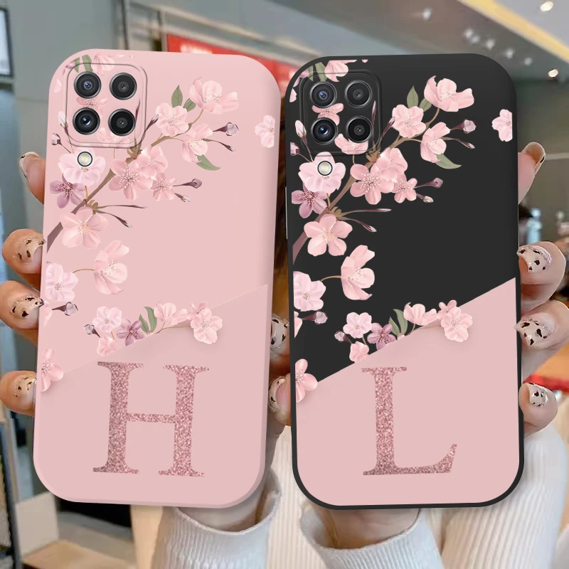 Elegant Letter Flower Shockproof Phone Case - Black Silicone Bumper with Soft TPU Back Cover