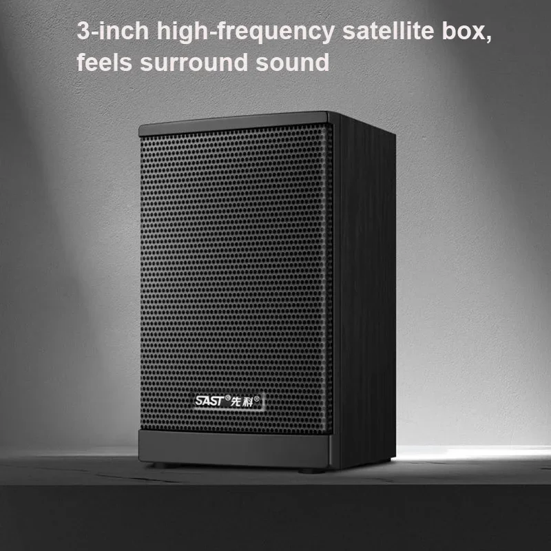 SAST A18 Computer Bluetooth Speaker Desktop Home TV Karaoke Audio with 6.5-inch Subwoofer Cinema Level 60W 2.1 Active Speakers
