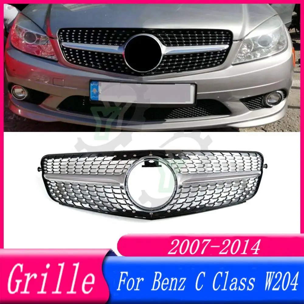 

W204 AMG GT Grill Replacement Front Bumper Radiator Diamonds Grille For Mercedes C Class W204 C180 C200 C250 C300 C43 2007-2014