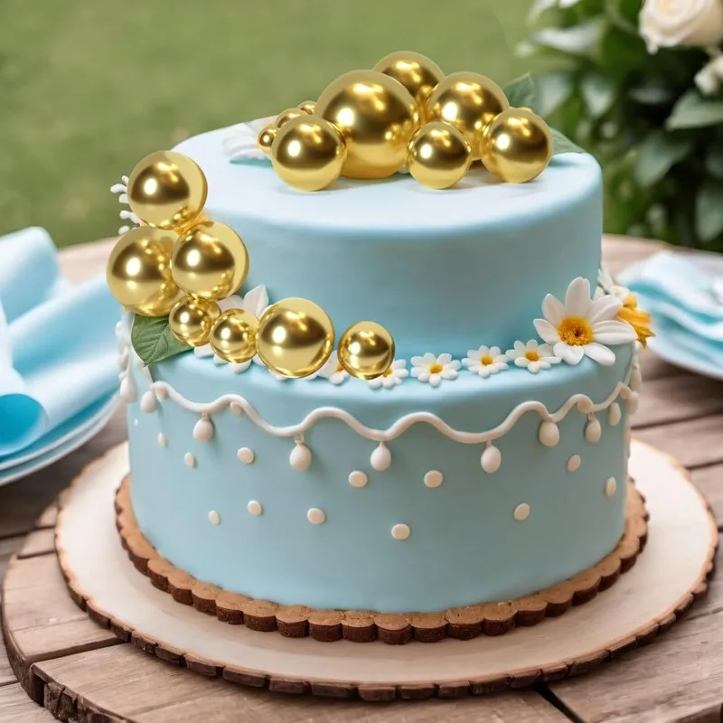 Cake Topper 20 Pcs Ball Cake Topper Decorations Mini Balloons Cake Topper Sticks Gold Balls Picks Balls Decorations