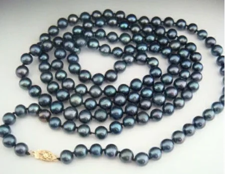 

Noblest huge Beautiful AAA+ 8-9mm 50" Black Tahitian Pearls Necklace