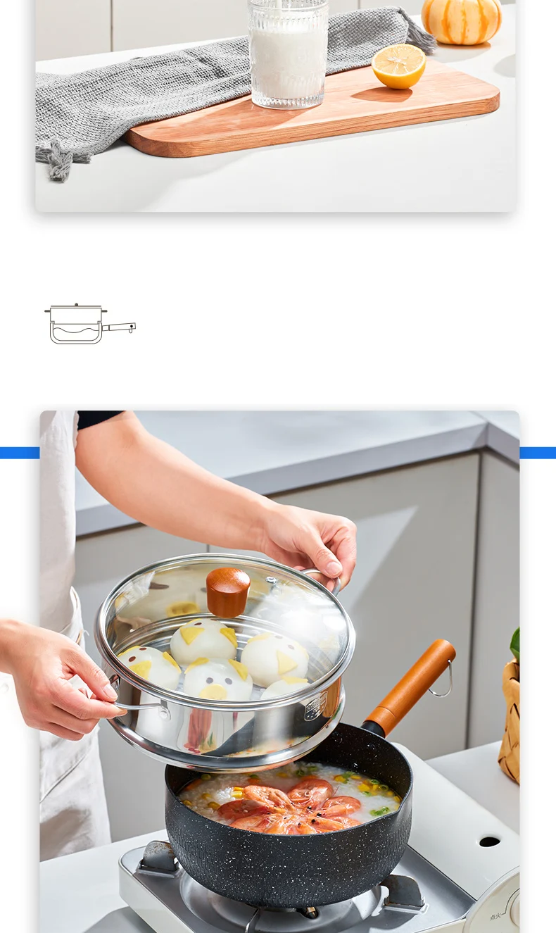 GIANXI Multifunctional Snow Pot Non-Stick Pan Kitchen Utensils Stainless Steel Milk Pot Kitchen Practical Cookware Saucepan