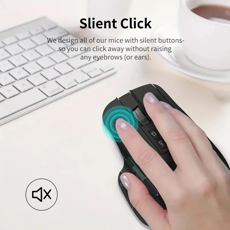 Wireless Wireless Mouse, 2.4GHz, Type-C Wired Three Mode Connection, Artificial Vertical Mouse, Rechargeable Optical Mouse