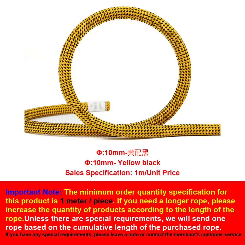 Polyester Dupont İpek Statik Halat, Açık Havada Tırmanma Dağcılık ve Kurtarma Aşınmaya Dayanıklı Halat, Φ10mm/10.5mm/11mm/12mm/14mm