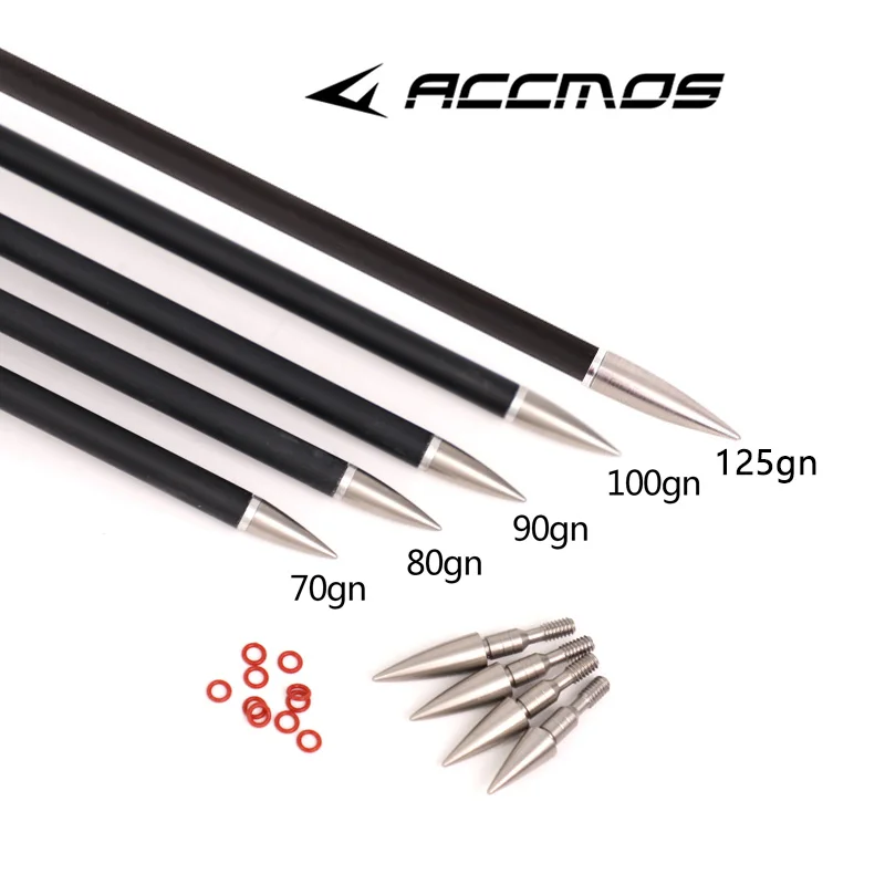 

6/12PCS Stainless Steel Arrow Heads Point Tip 70 80 90 100 125 Grain For ID6.2mm Arrow Shaft DIY Archery Broadheads