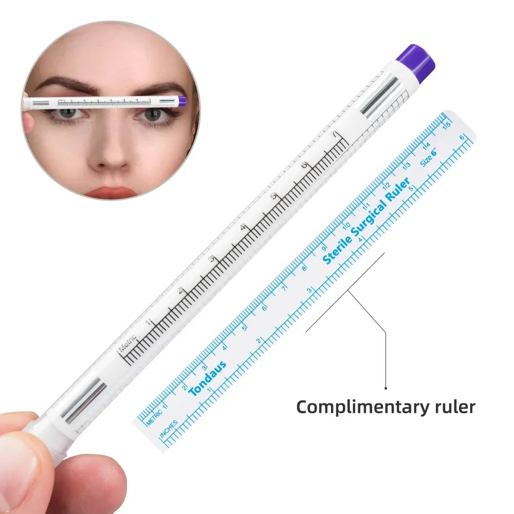 1pc Professional Surgical Sterile Skin Marker Pen Microblading Tattoo Eyebrow Lip Skin Marker Pen Measuring Ruler Set Tool 4