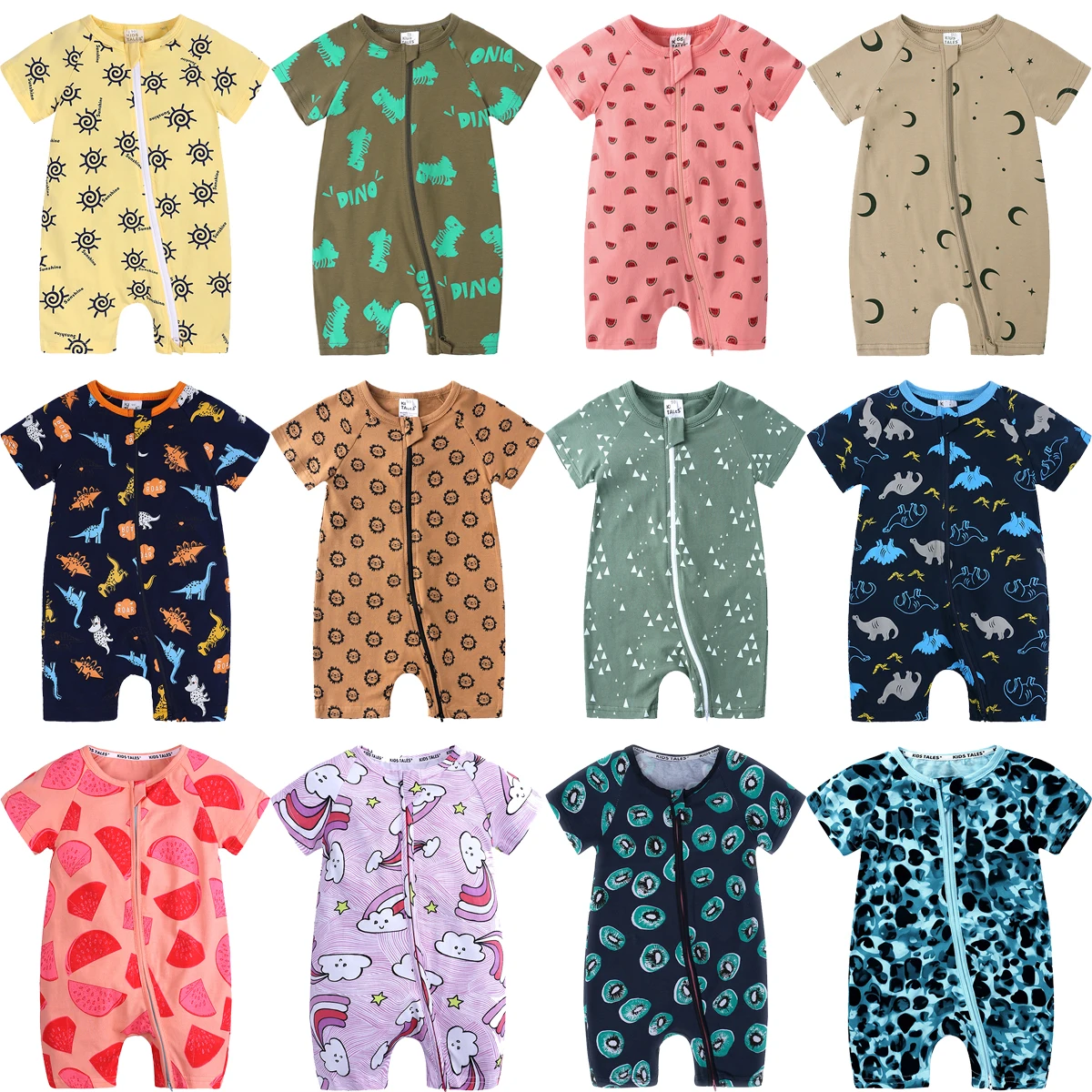 Kids Tales 2025 Summer Newborn Baby Romper Full Print Short Sleeve Cotton Onesie Clothes Infant Pajamas Toddler Jumpsuit Costume