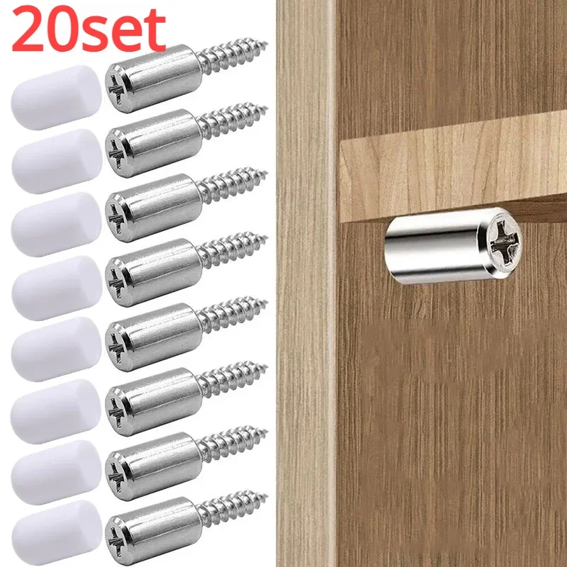 20Set Laminate Support Nail Cross Self-tapping Screw with Rubber Sleeve Wardrobe Cabinet Glass Nonslip Partition Bracket Screw 43pcs woodworking laminate tool kit laminate vinyl plank flooring spacers with tapping block pull bar rubber double face mallet