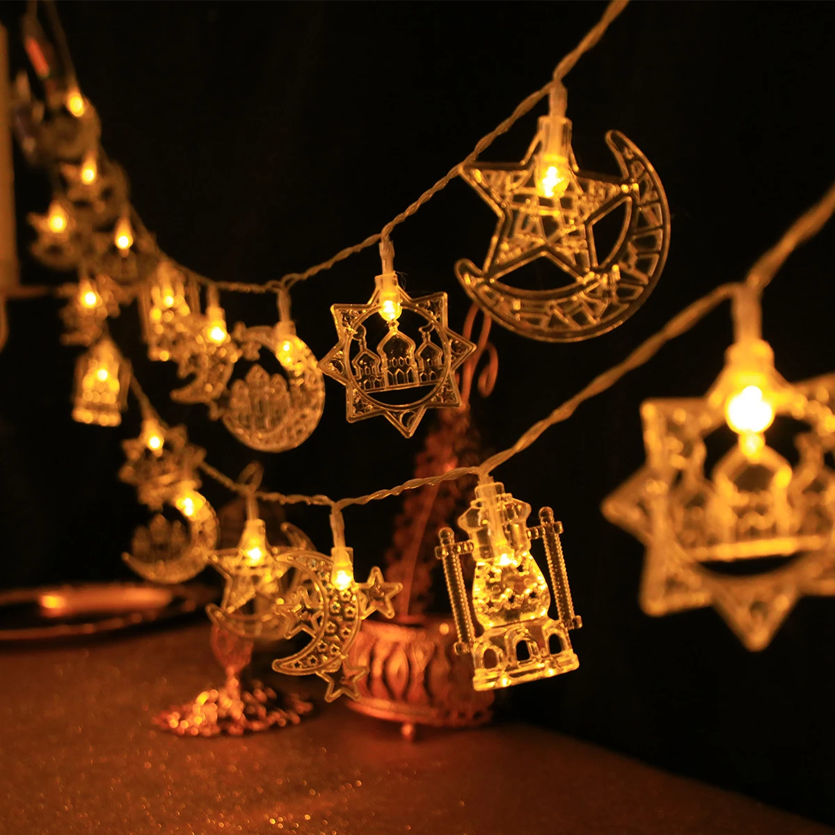 

10 Lights Moon Palace Fairy LED String Lights USB/Battery Operated Garland Ramadan Decor Lamp Eid Home Party Wedding Decoration