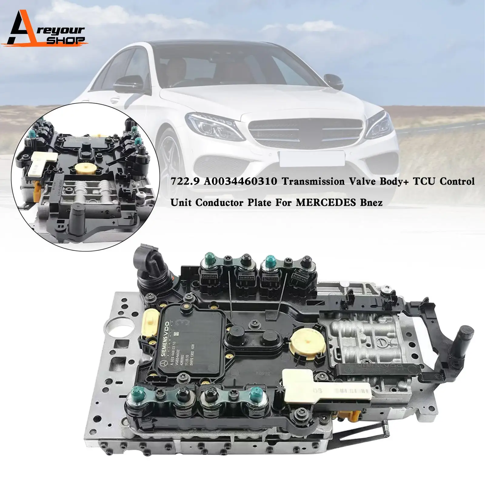 

Areyourshop 722.9 A0034460310 Transmission Valve Body+ TCU Conductor Plate For MERCEDES Bnez