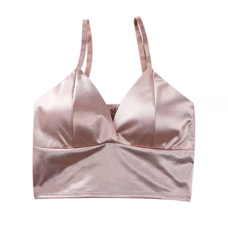 Women Ice Silk Top Bra Yoga Seamless Vest Bras Sexy Female Push Up Underwear Lingerie Sleep Top Padded Bralette